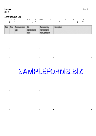 Communications Log doc pdf free